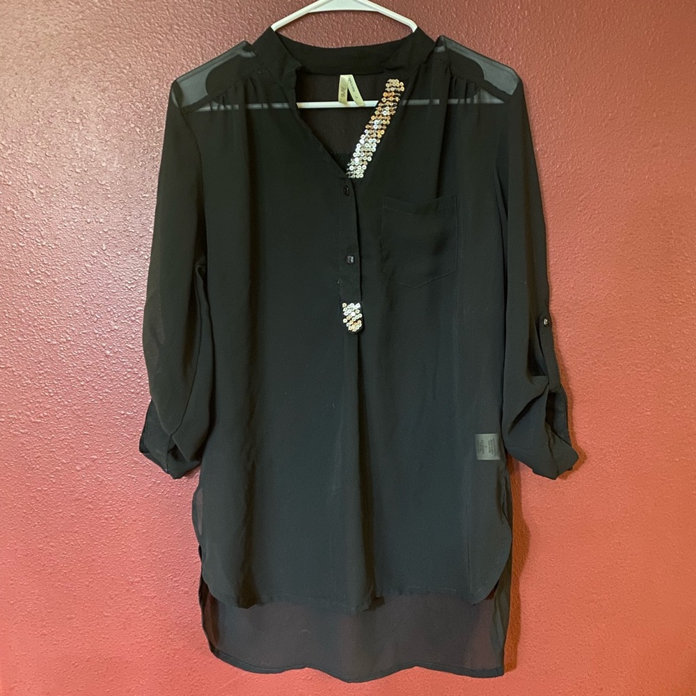 Super cute black dress tee with cute small sequin detailing
